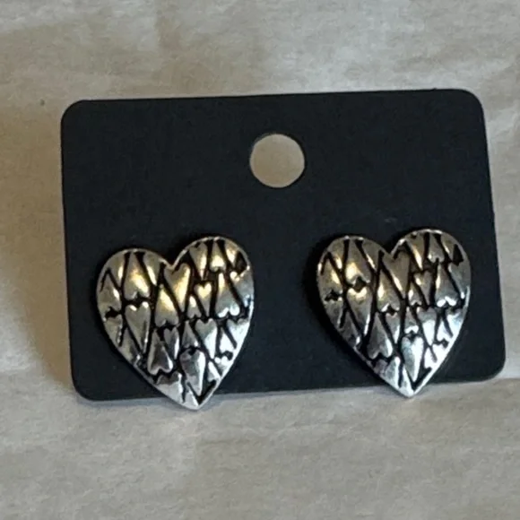 Silver Heart Earrings For Pierced Ears - Picture 11 of 12
